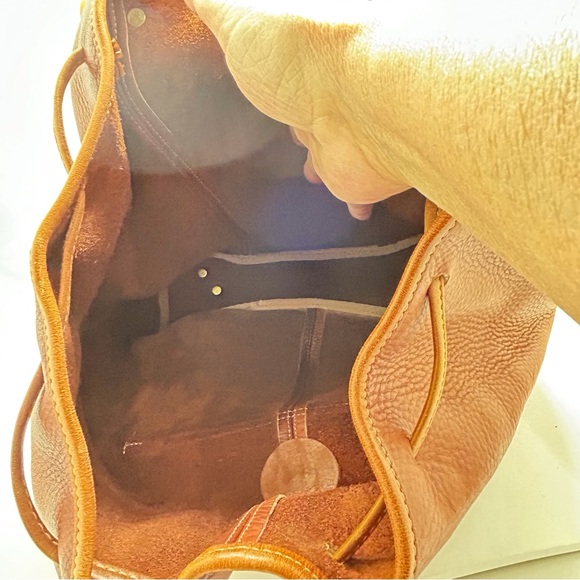 Vintage, Cole Haan, Brown, Heavy Leather Backpack, Double Straps, Unisex - Picture 8 of 10